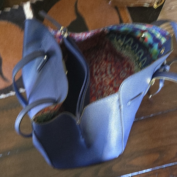 Nanette Lepore Blue and Gold Shoulder Bag with Structured Design - Picture 4 of 11